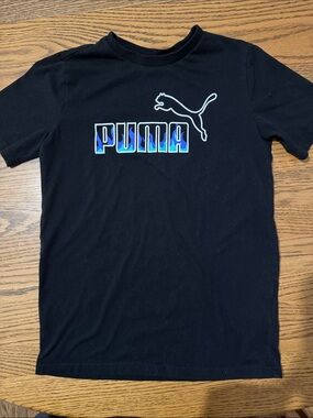 Puma Black Tee with Blue Gradient Logo - Men's